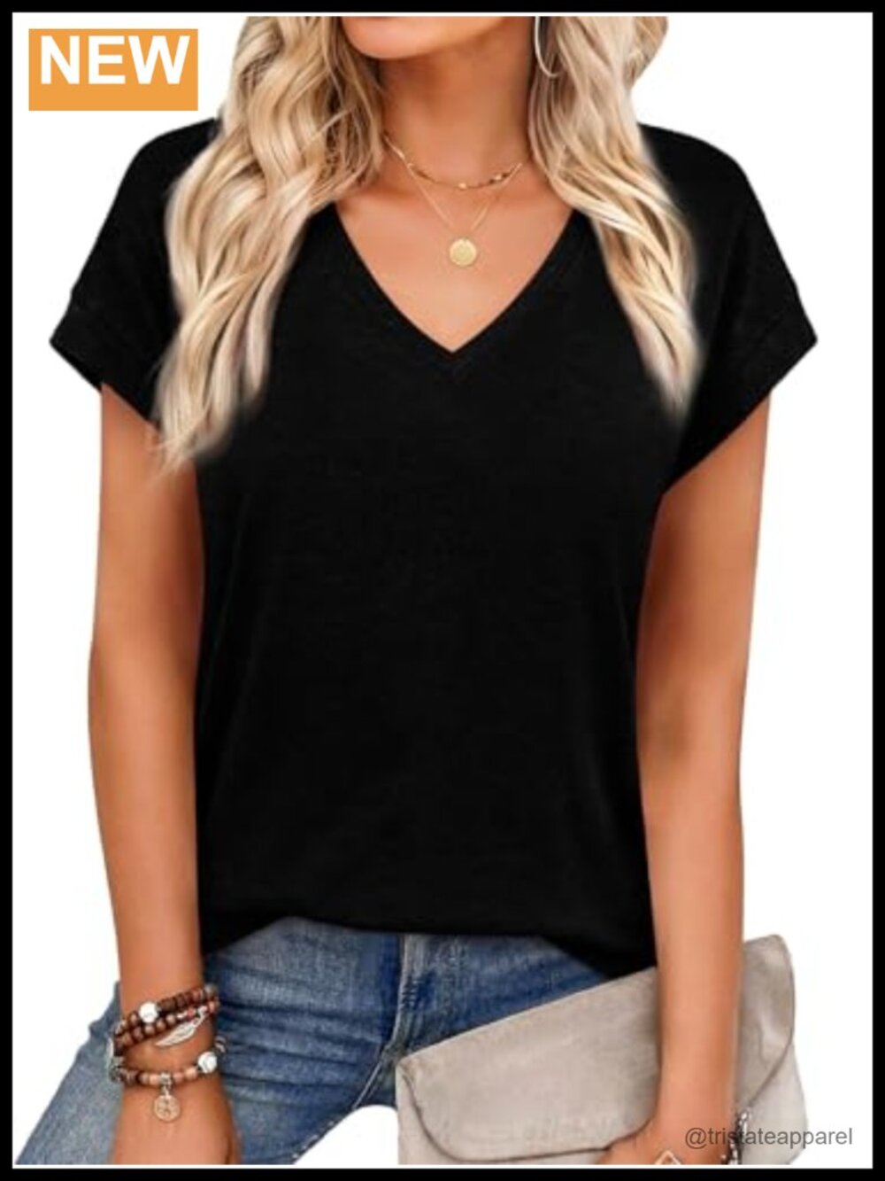 Women's V-Neck Short Sleeve T-Shirt Basic Tee Casual Summer Top